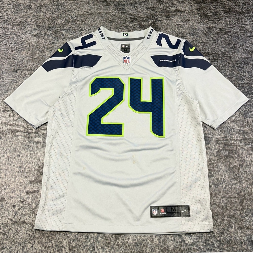 Nike On Field Marshawn Lynch Seattle Seahawks Jersey #24 NFL Wolf Gray Medium